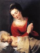 RUBENS, Pieter Pauwel Virgin in Adoration before the Christ Child f Spain oil painting artist